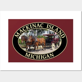 Horse and Carriage in Historic Mackinac Island, Michigan Posters and Art